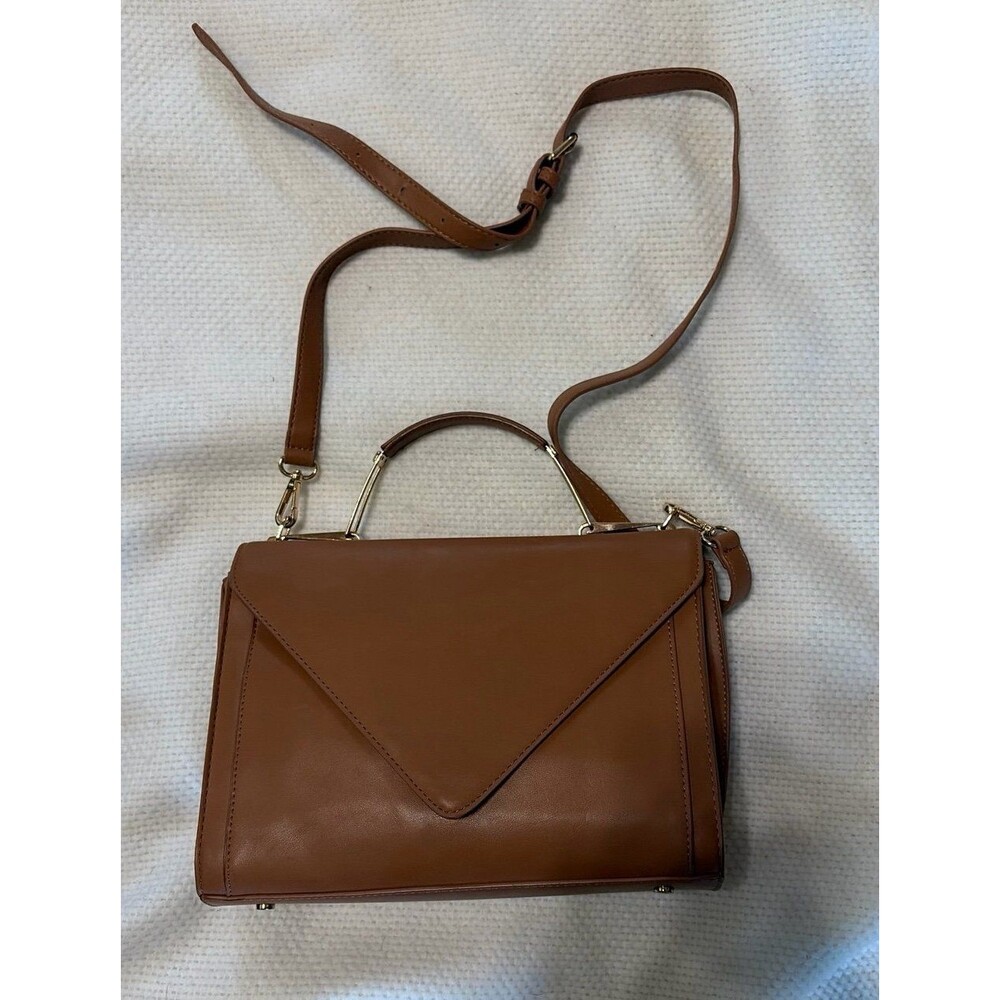 Madison West Brown Vegan Leather Envelope Crossbody Bag
